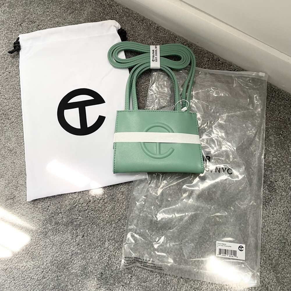 NWT. Telfar small shopping bag sage